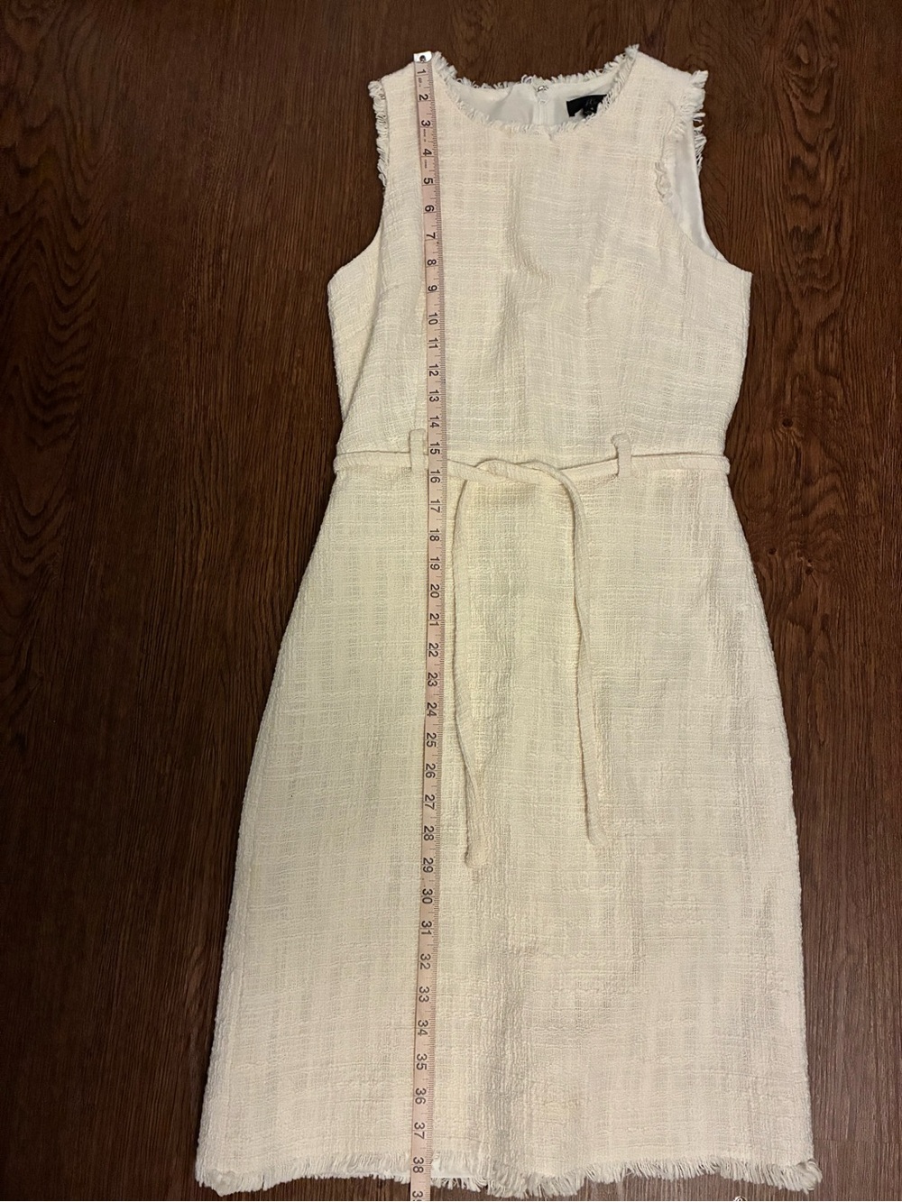 J. Crew White Belted Sheath Dress In Textured Tweed - Size 4 - Picture 13 of 14